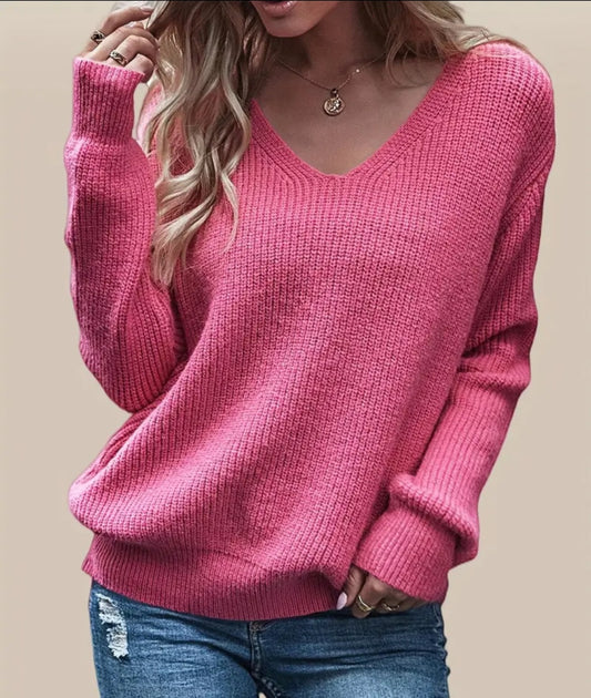 Women's V Neck Pullover Sweater