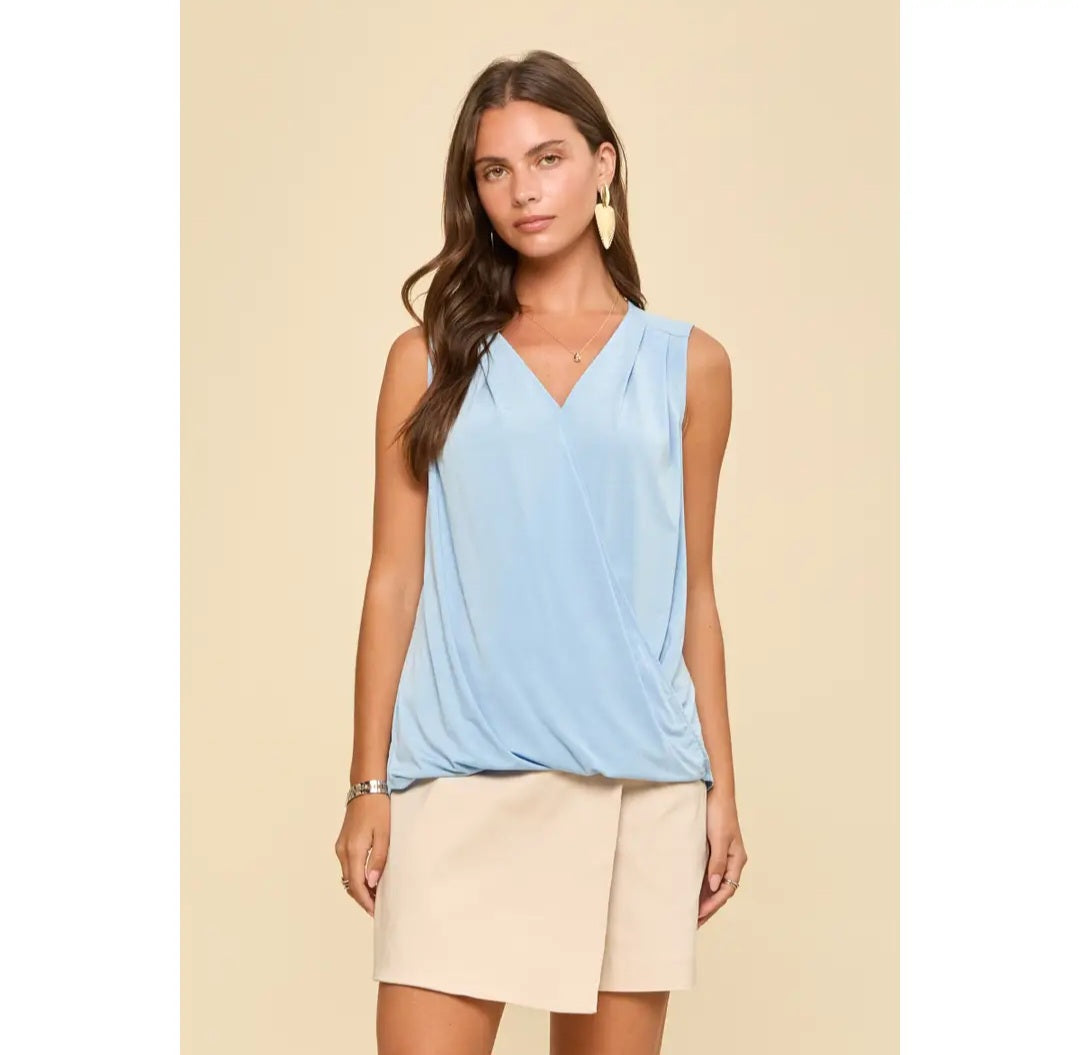 Dear Scarlett Surplice Neckline Sleeveless Top