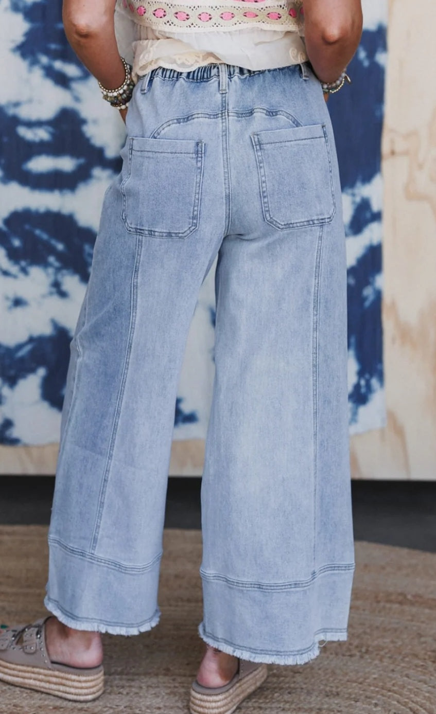Seam Detail Raw Hem Pants