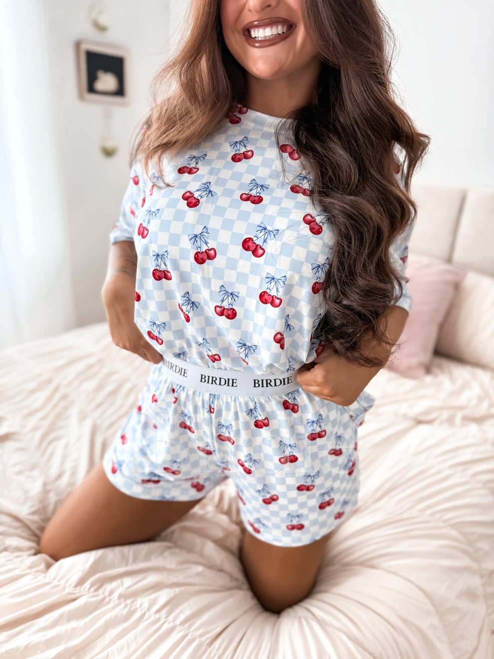 BIRDIE PREORDER Tee Boxer Short Set in Cherry Bell (Sold as Set)