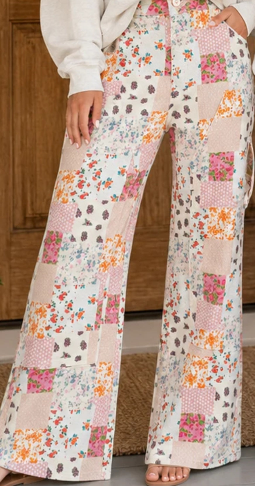 Pink Floral Patchwork Jeans