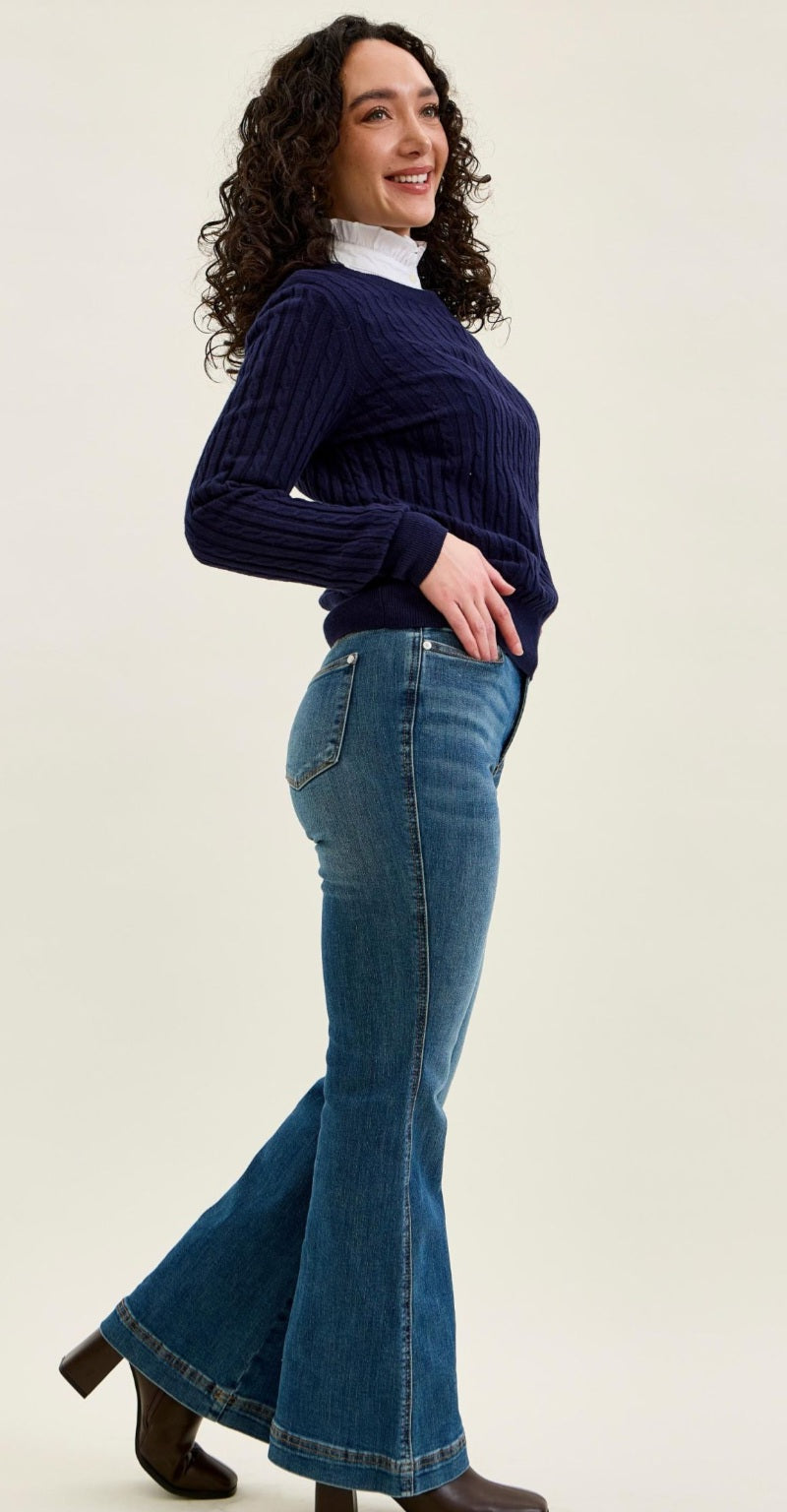 Judy Blue Petite Flare Tummy Control Double Button