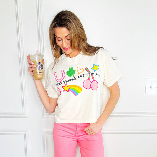 Poppy and Pine Good Things Are Coming Cropped Tee