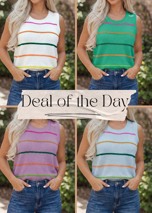 Stripe Knotted Sweater Tank