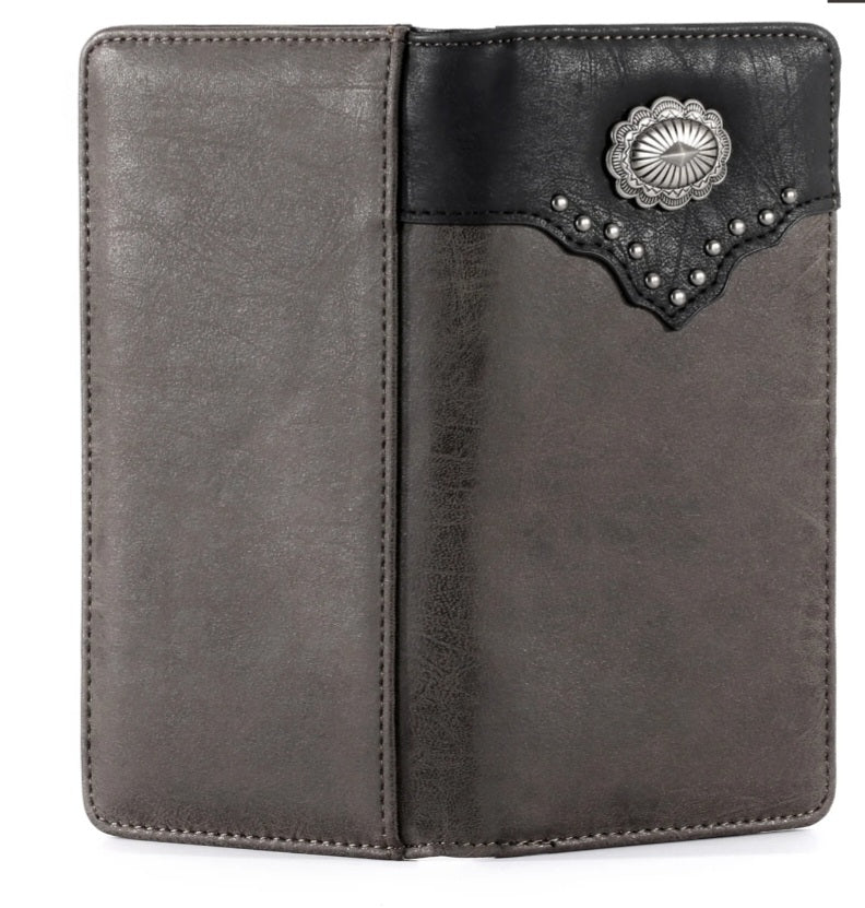 Color Block Navajo Concho Men's Bifold Long PU Leather Wallet