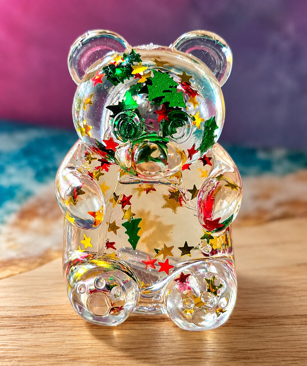 Christmas Tree Glitter Lighted Gummy Bear Maltose Squishy