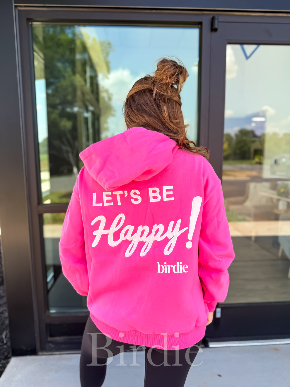 BIRDIE Hot Pink Let's Be Happy Hoodie