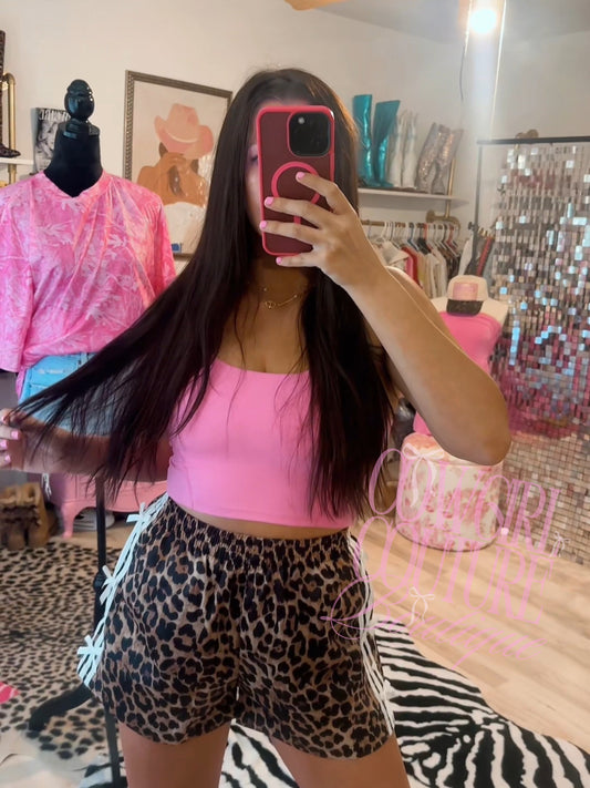 Custom Leopard bow stripe athletic shorts