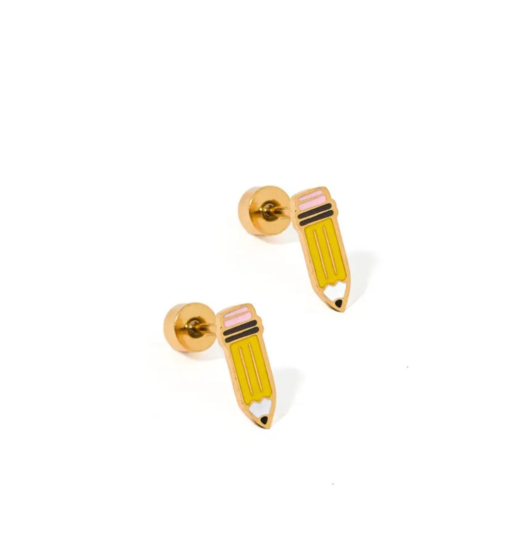 Screwback Stud Earrings - Pencil