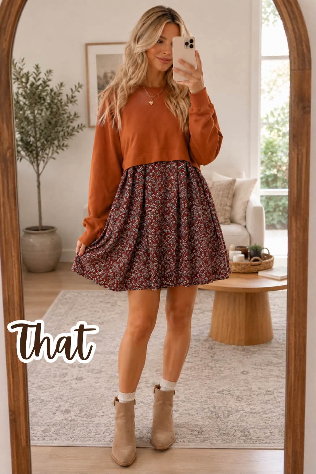 Orange Floral Mini Dress
