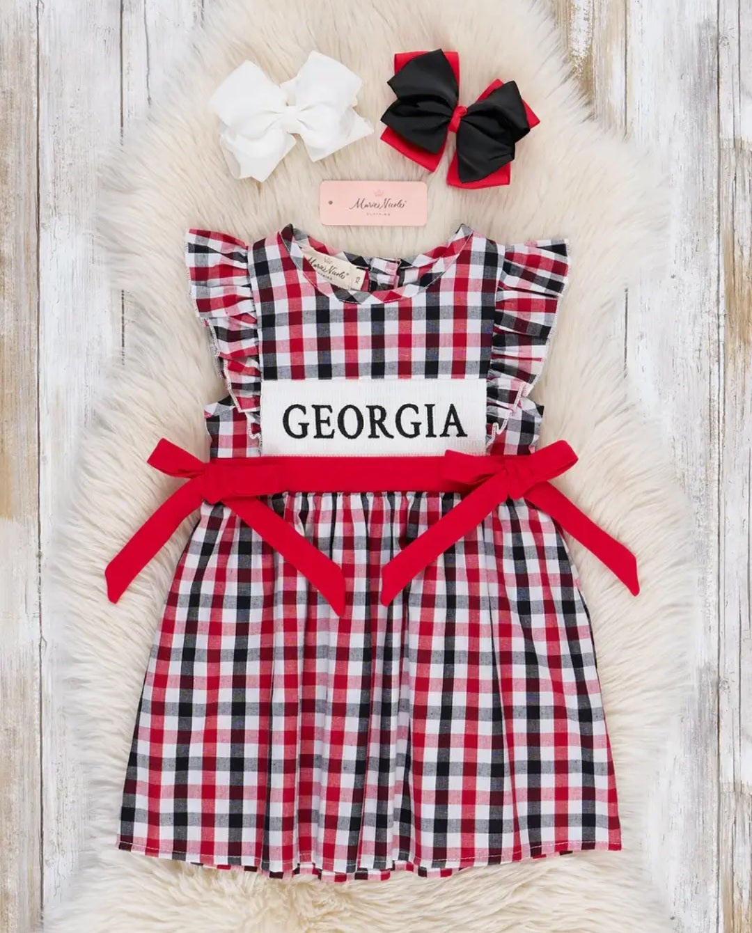 Marie Nicole Georgia Smocked Gingham Dress