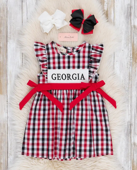 Marie Nicole Georgia Smocked Gingham Dress
