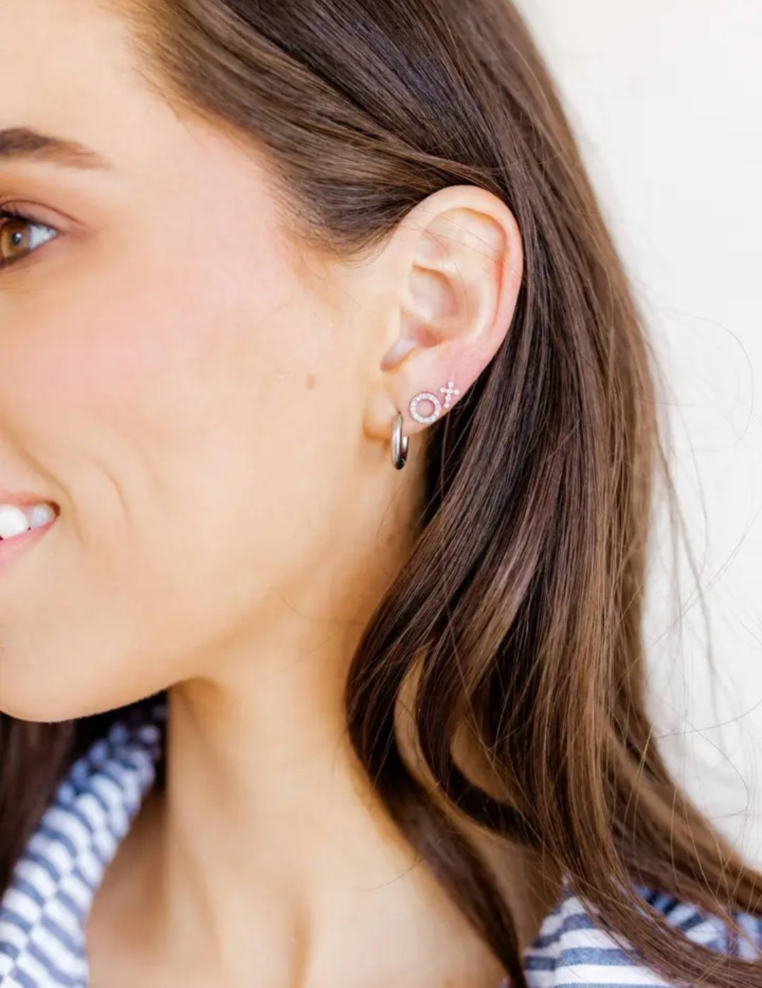 Screwback Stud Earrings- Cross Silver