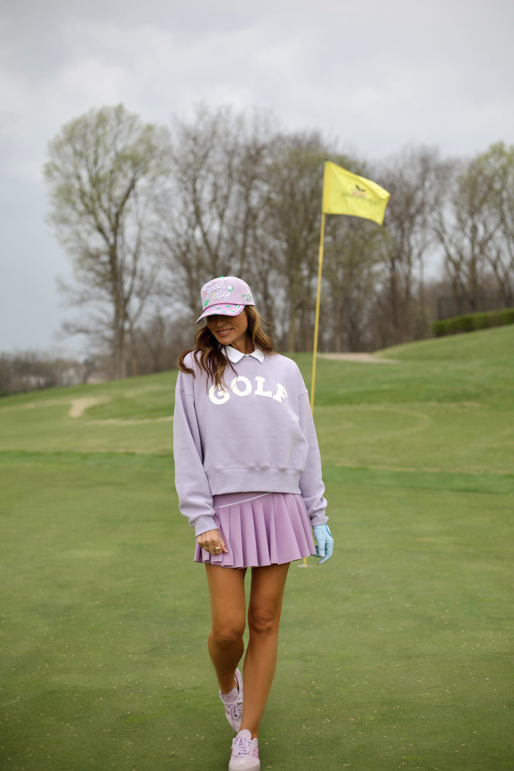 Poppy and Pine Puff Golf Lilac Cropped Sweatshirt