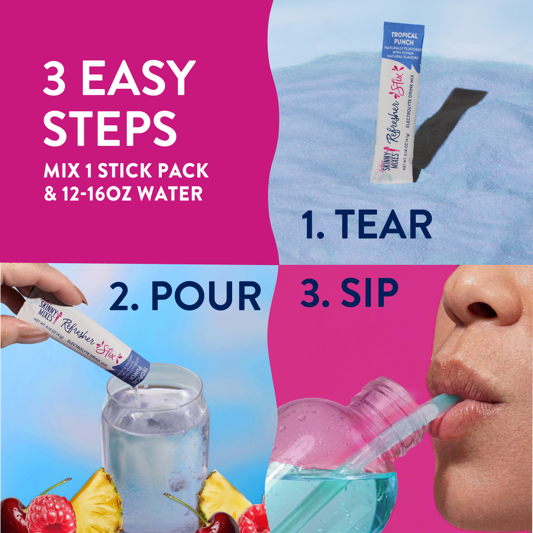 Skinny Mix Refresher Stix 16 CT.- Tropical Punch