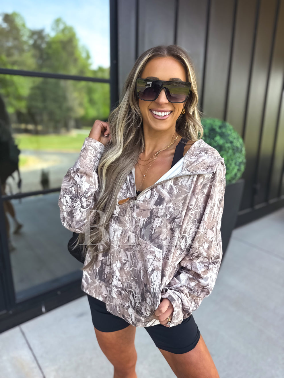 BIRDIE Dark Camo Quarter Zip Pullover