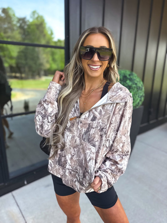 BIRDIE Dark Camo Quarter Zip Pullover