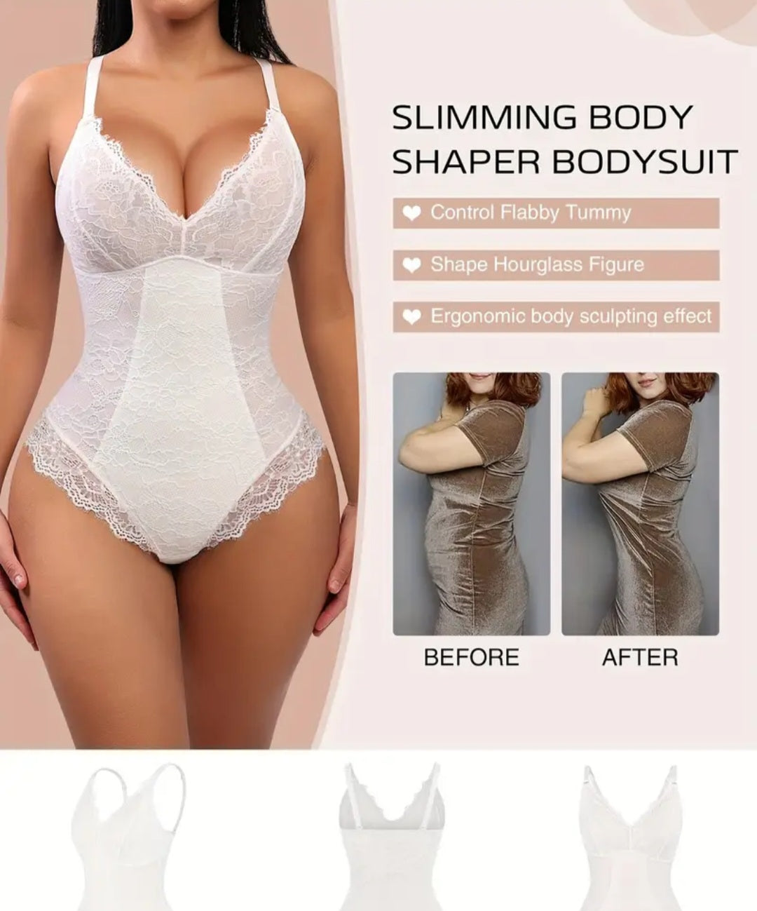 Women's Elegant Tummy Control Lace Bodysuit