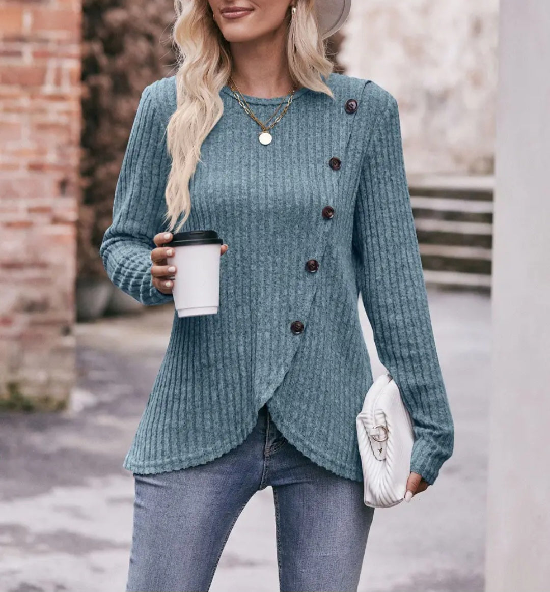 Women's Round Neck Solod Color Sweater