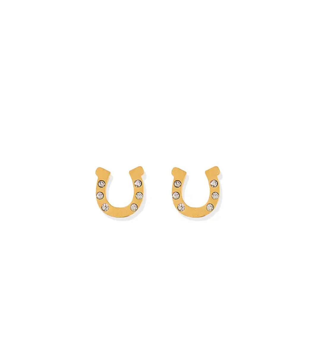 Screwback Stud Earrings- Horseshoe Gold