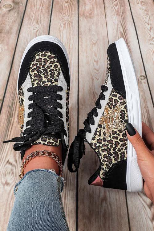 Leopard Glitter Star Sneakers