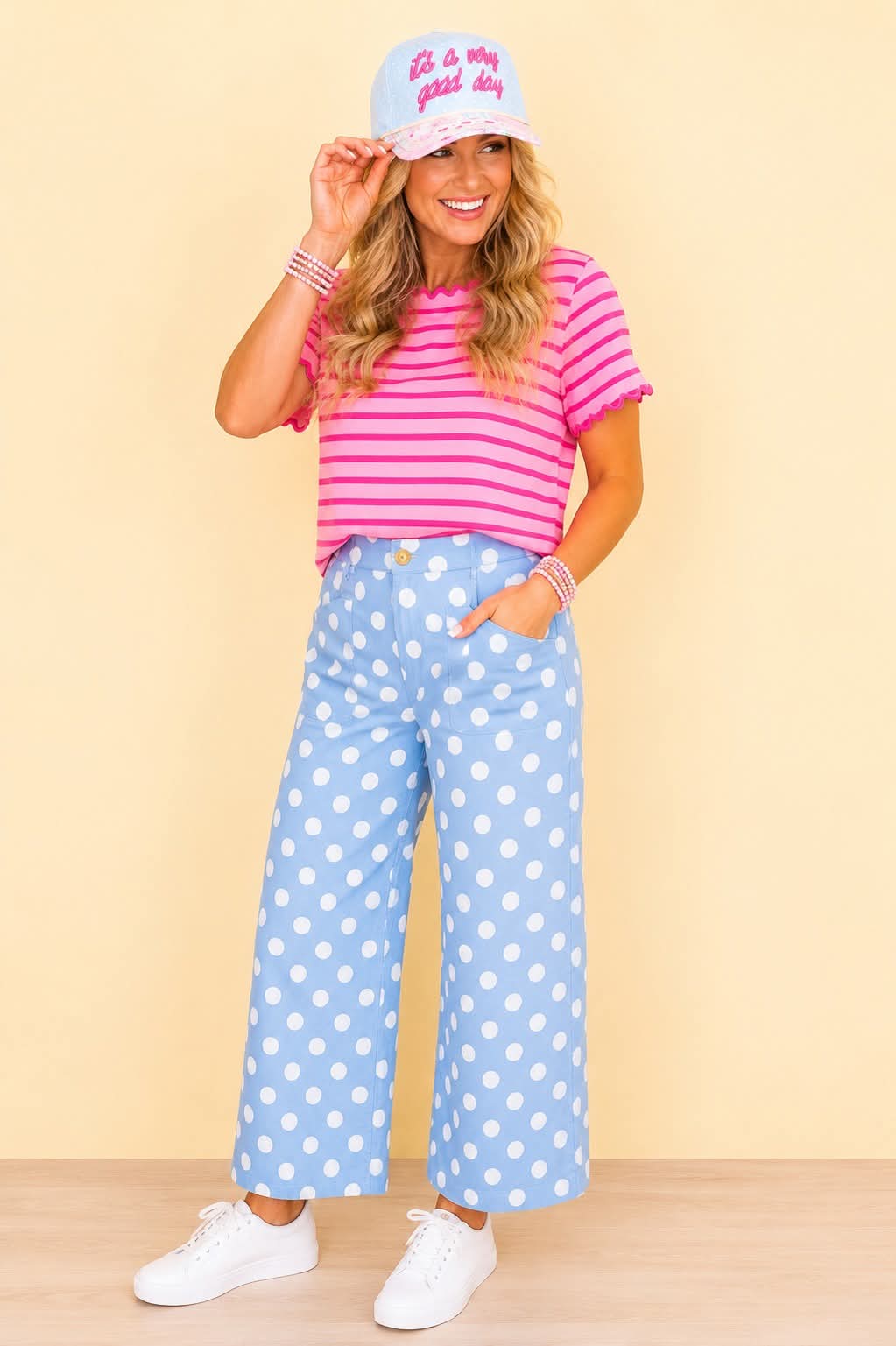 PREORDER-Poppy Polka Pants (Powder Blue)