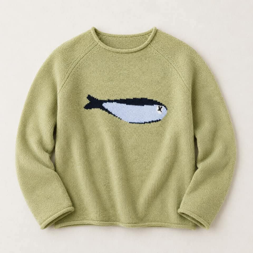 Green Fish Knit Sweater