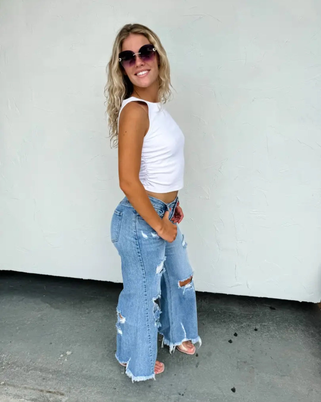 Blakely Drew Distressed Dad Jeans Preorder