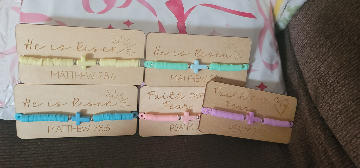 Polymer Clay Cross Bracelet with Card