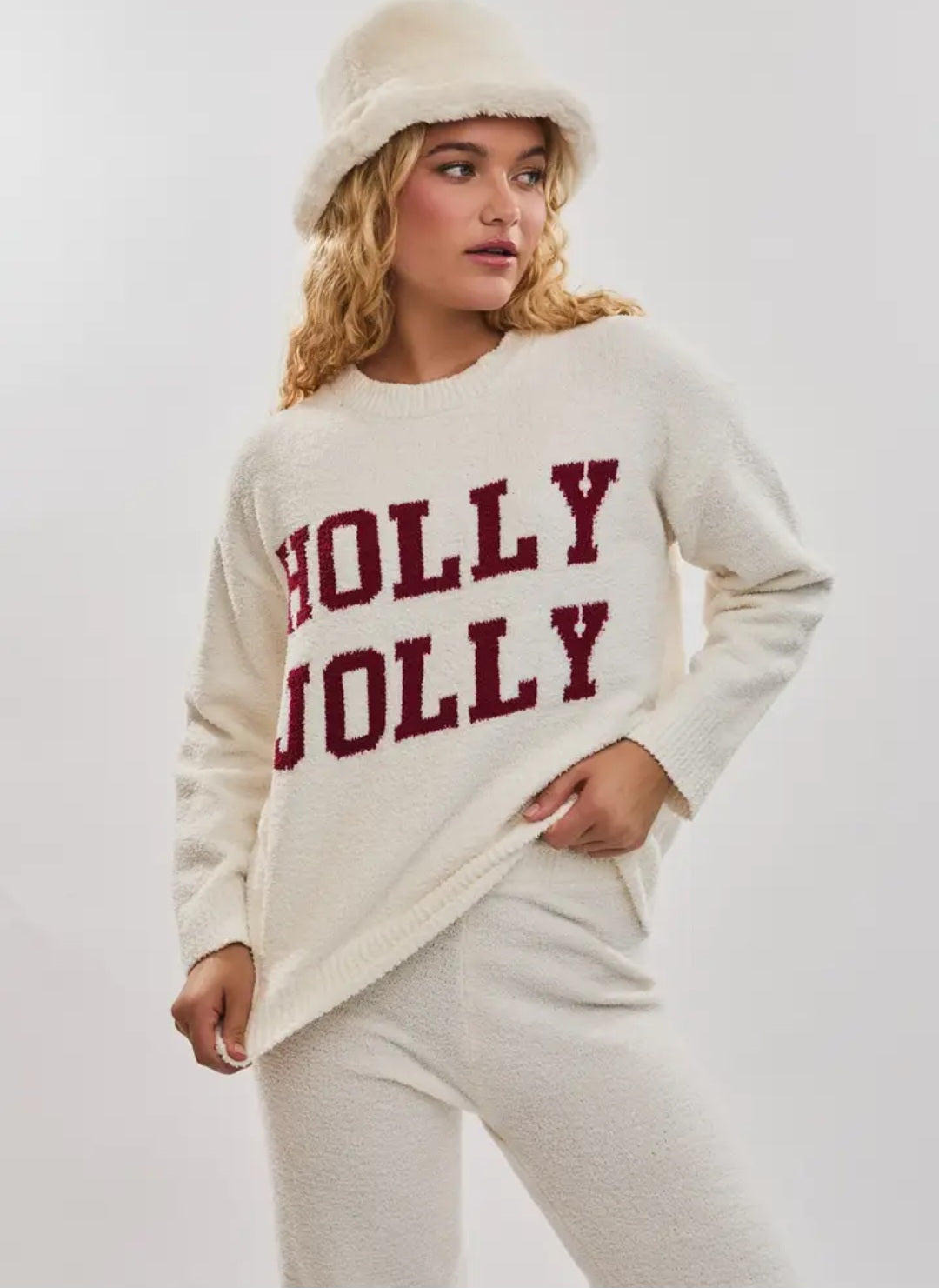 Holly Jolly Long Sleeve Sweater Top and Sweater Pants