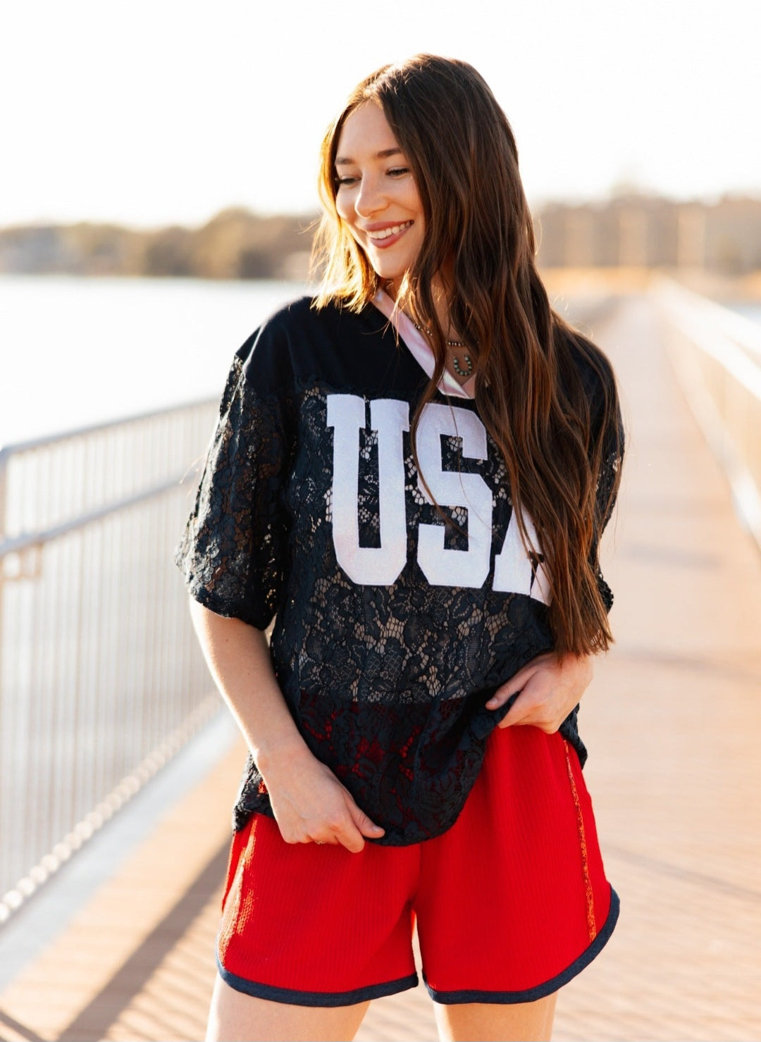 Grace and Emma Navy Lace USA Jersey