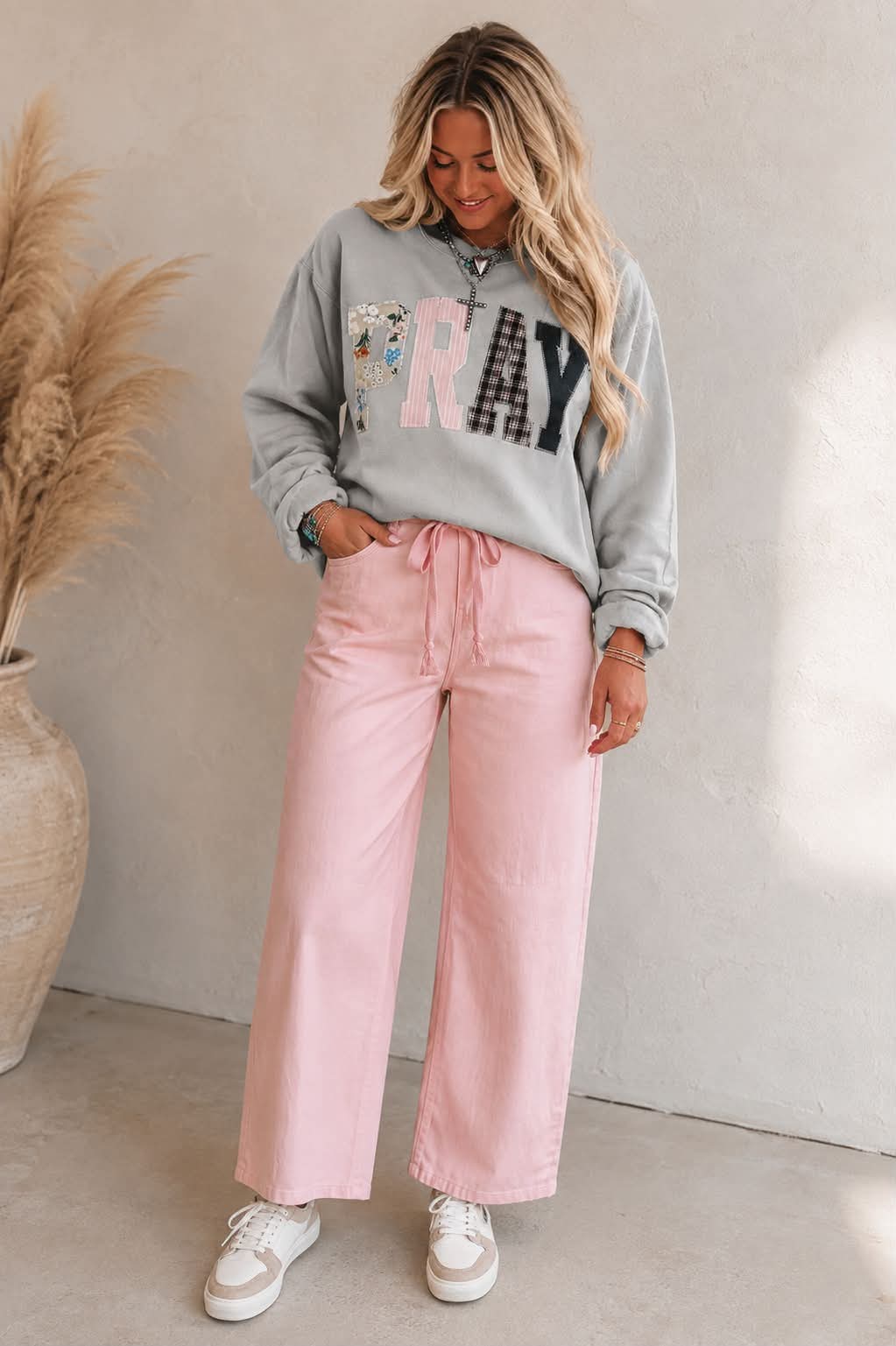 Gray Floral Pray Sweatshirt
