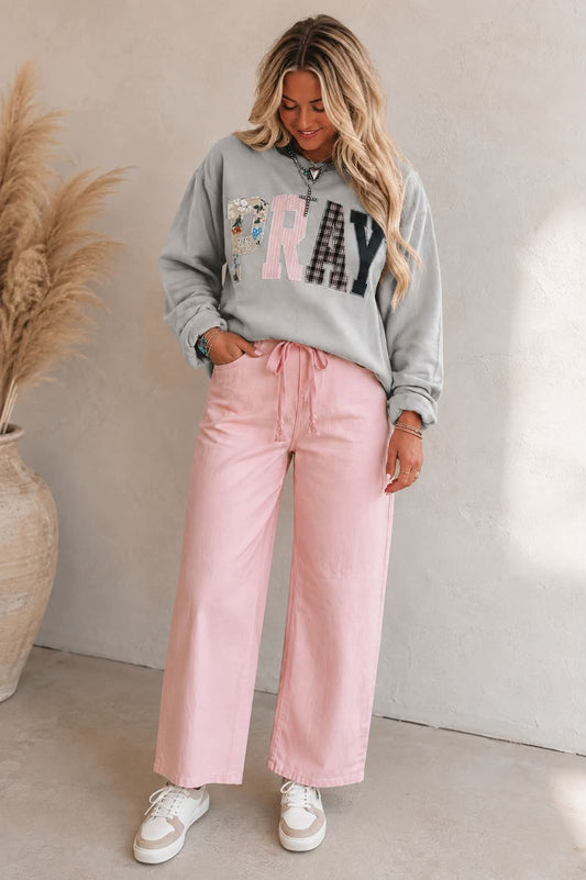 Gray Floral Pray Sweatshirt