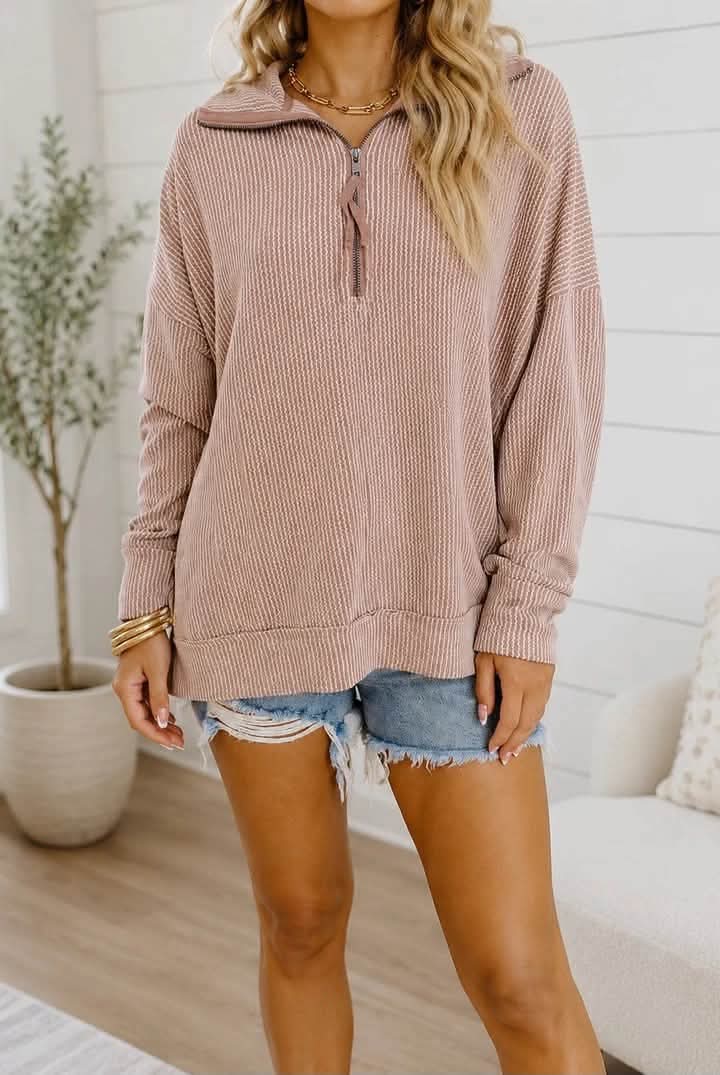 Oatmeal Ribbed Top