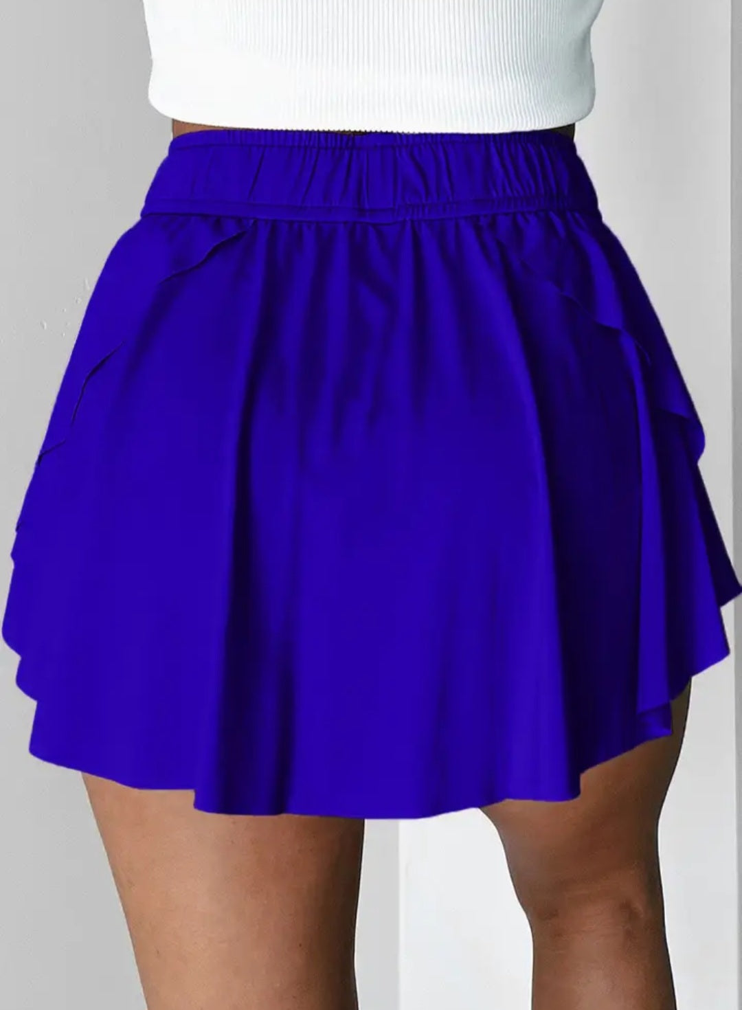 Drawstring High Waist Lined Tennis Skorts