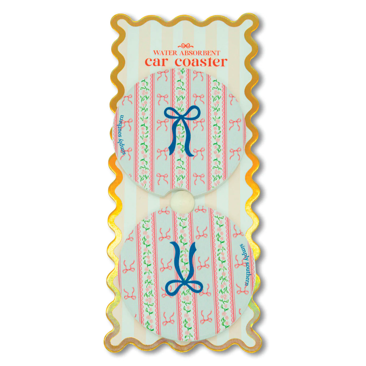 Simply Southern® Car Coasters Set: Stripe Bow